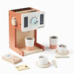 Jouet d'imitation cafetière à capsule en bois coloré avec ses accessoires