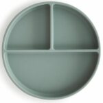 Assiette en silicone bleu à compartiments pour enfants