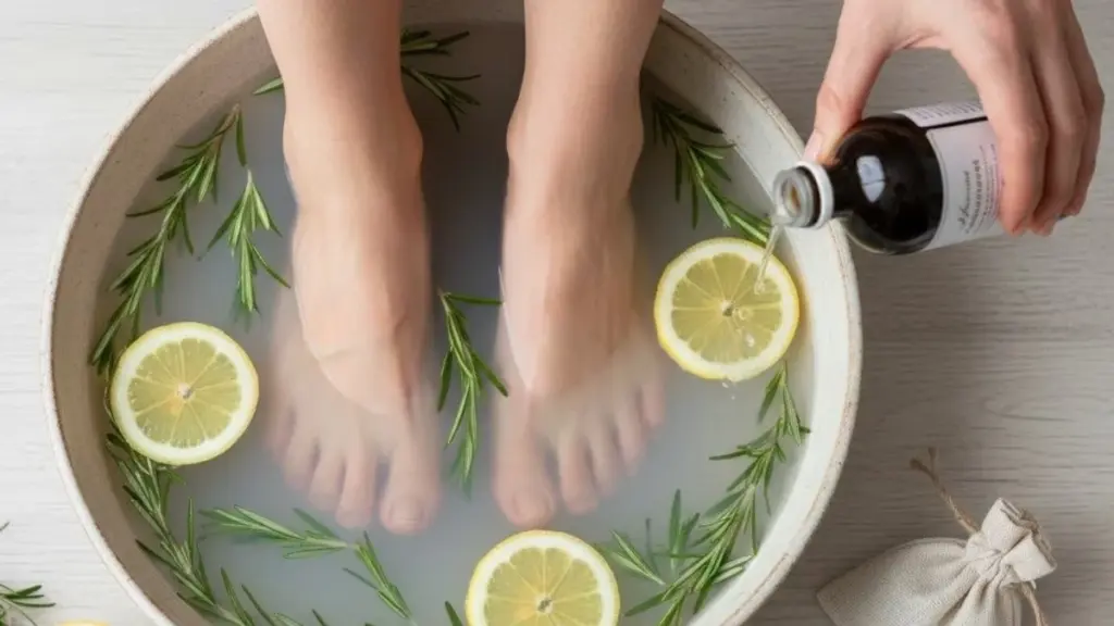 Le flacon de vinaigre blanc : l'astuce oubliée pour vos pieds